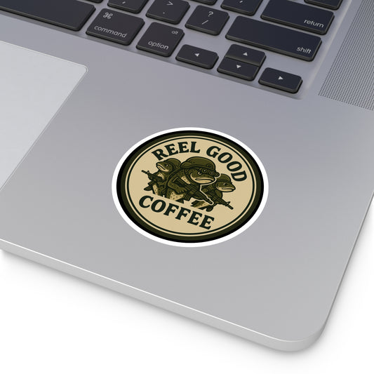 Reel Good Coffee Retro Logo Round Sticker