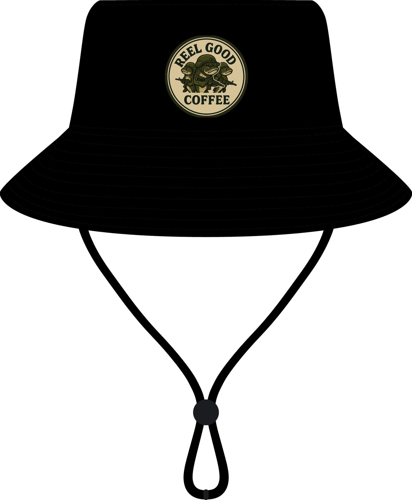 Wide Brim Bucket Hat — "Reel Good" Retro Logo Sun Hat