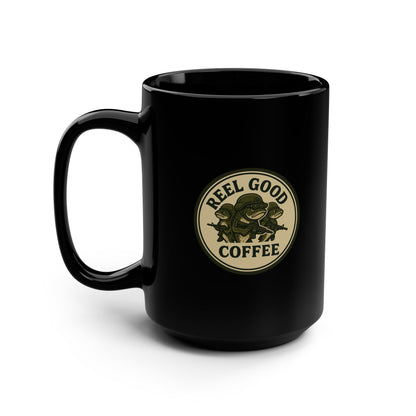 Reel Good Coffee Mug — 15oz Black Ceramic Coffee Cup