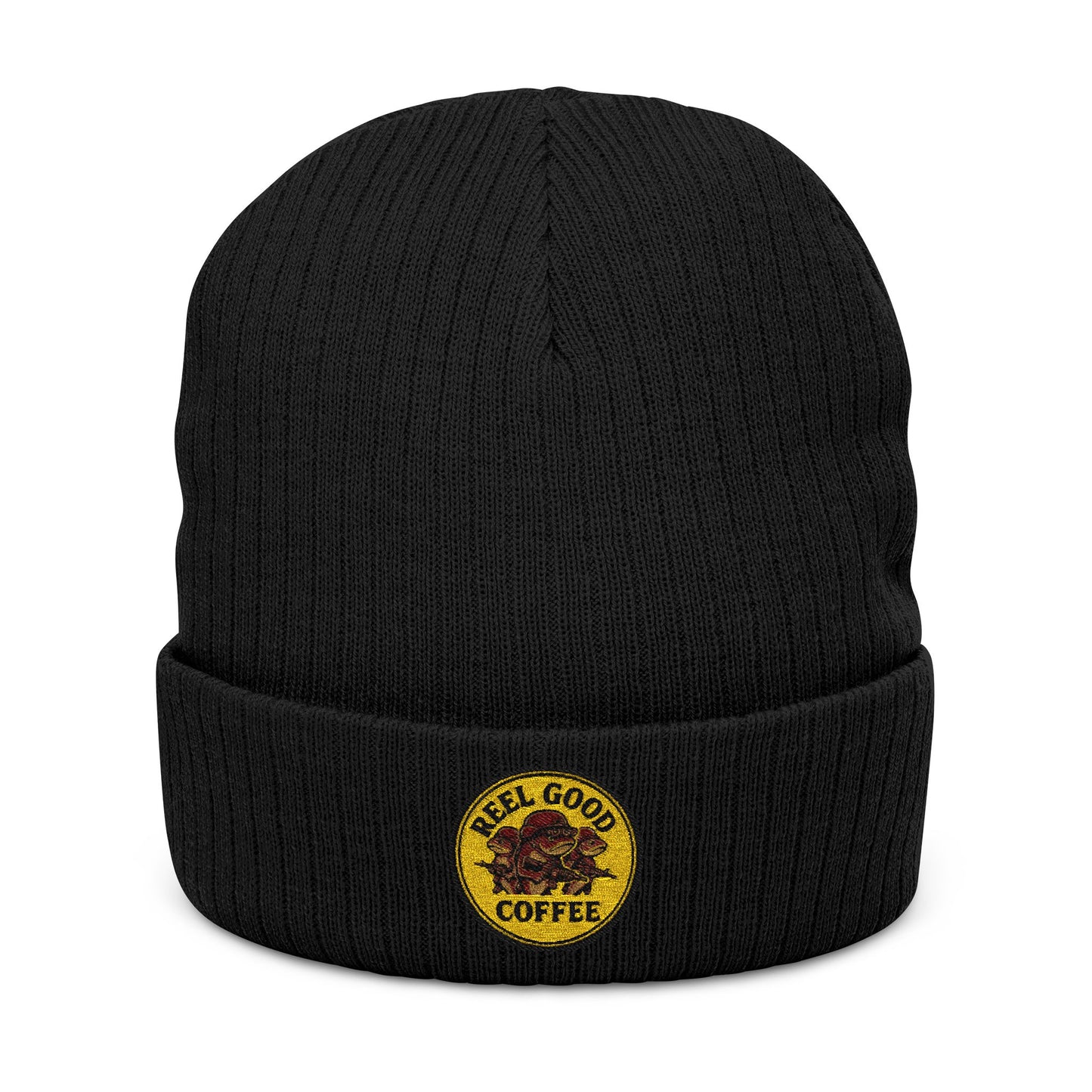 Reel Good Embroidered Patch Ribbed Knit Beanie