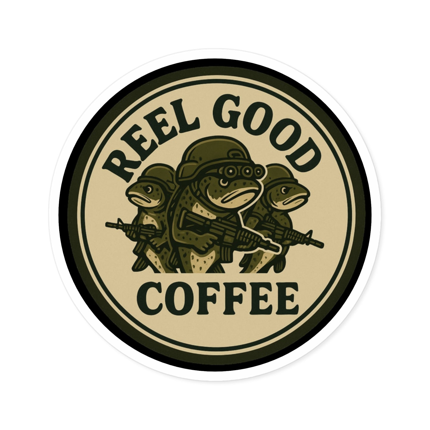 Reel Good Coffee Retro Logo Round Sticker