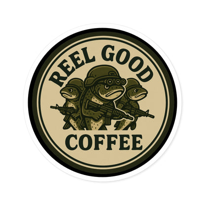 Reel Good Coffee Retro Logo Round Sticker